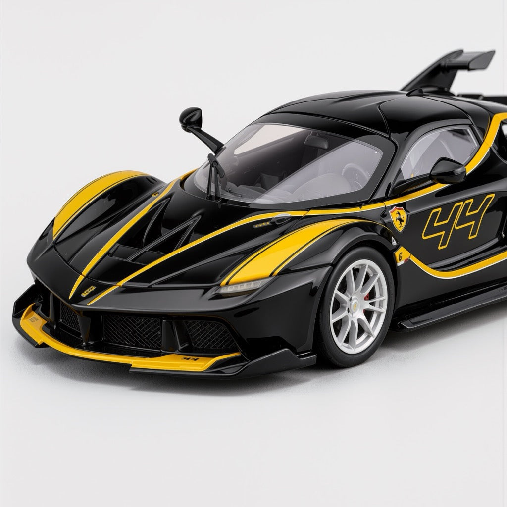 Ferrari FXX K Black Yellow Scale Model 1:64