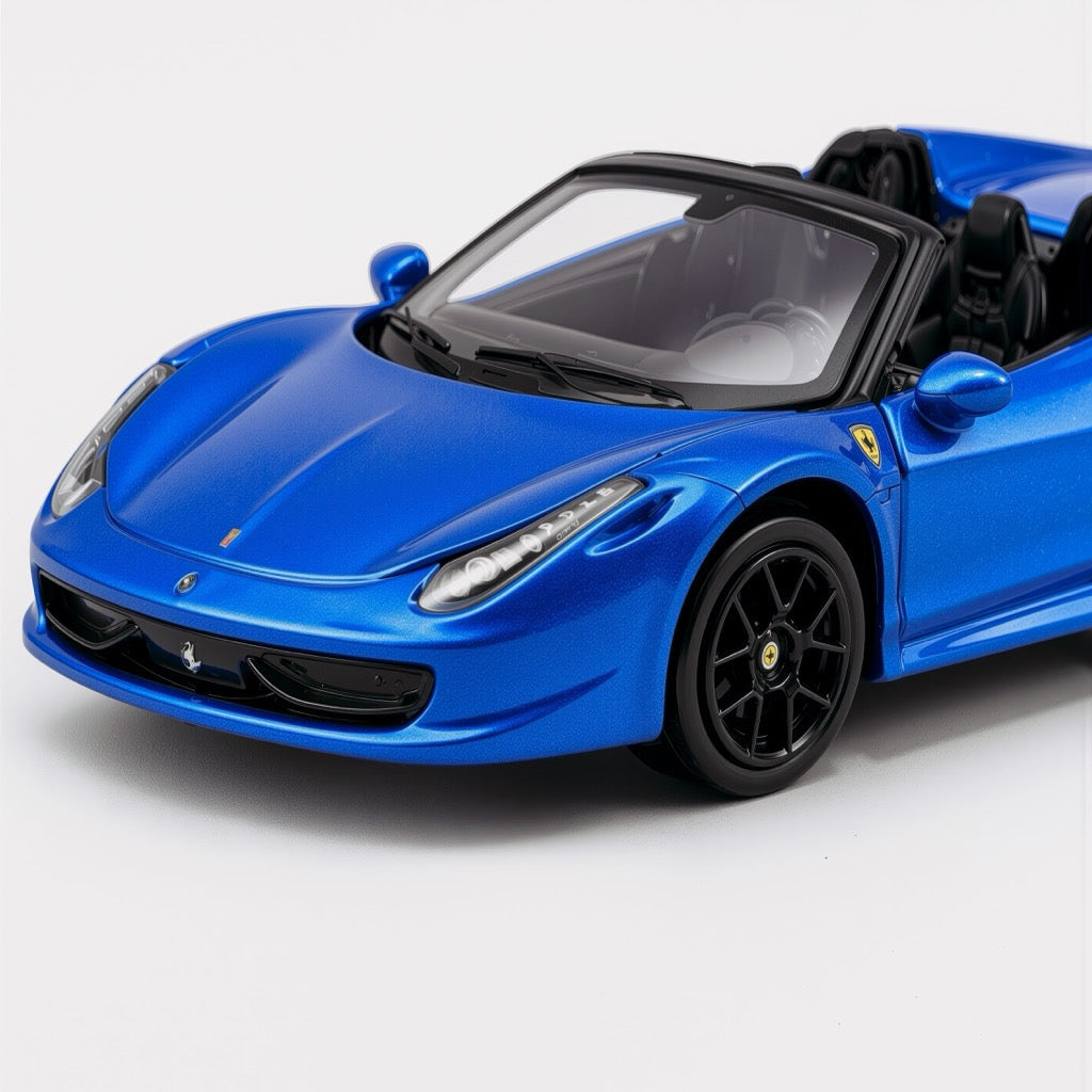 458 Spider Metallic Blue Scale Model 1:64