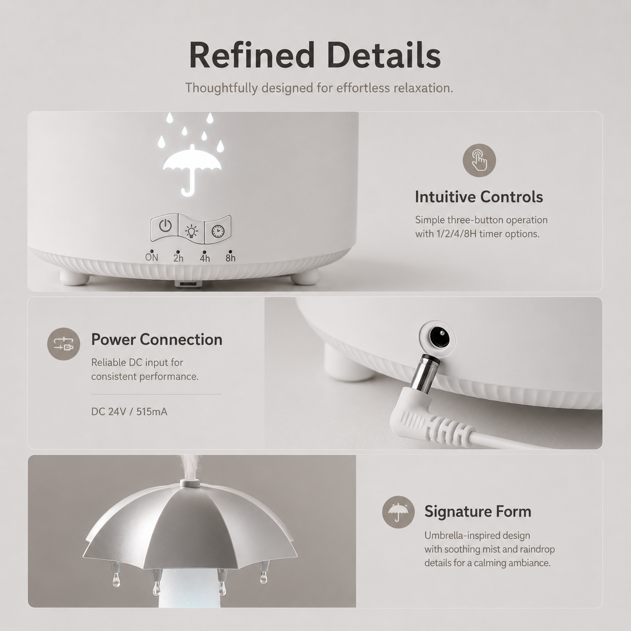 Auré Mist Diffuser with Rainfall Mist & Colorful Light