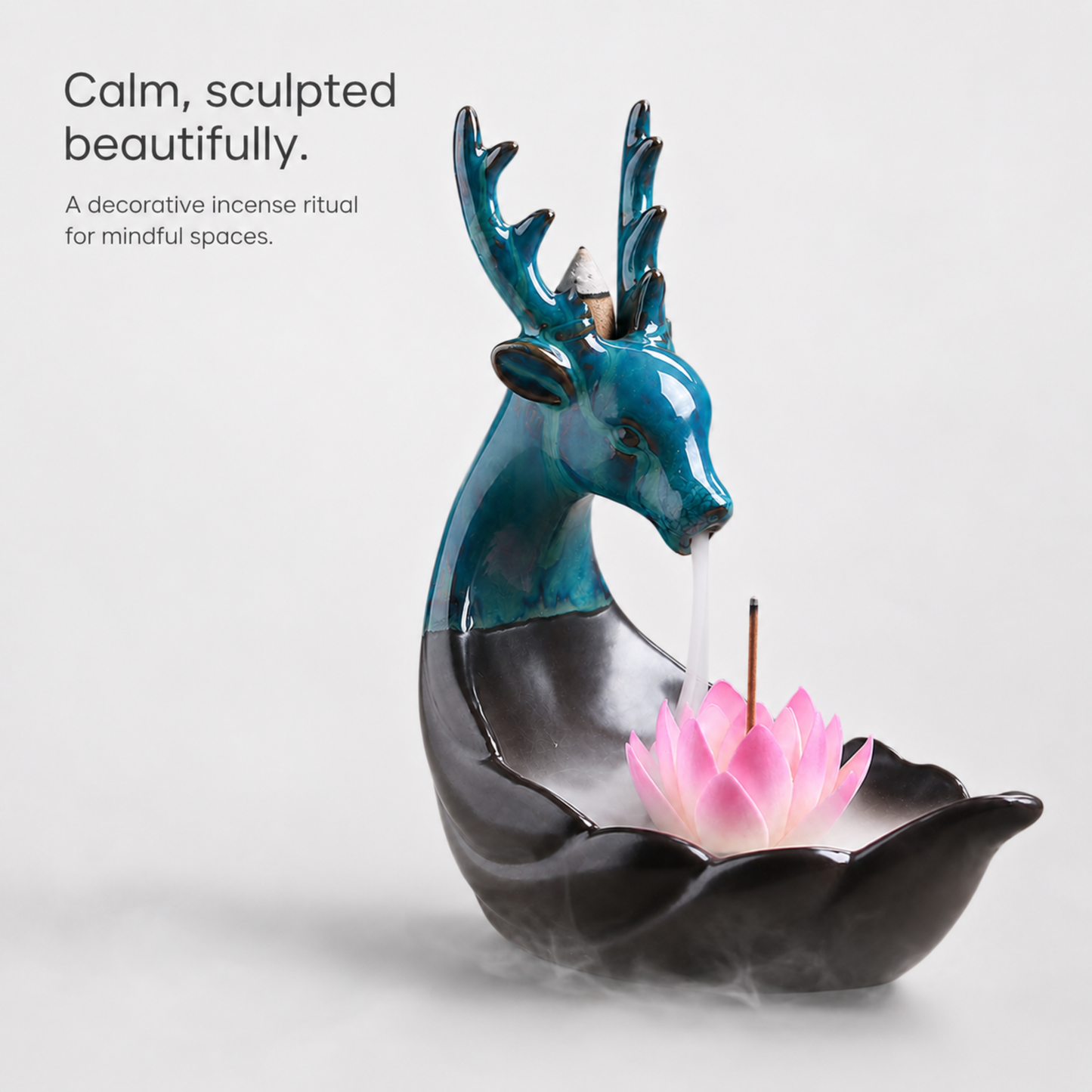 Azure Deer Lotus Backflow Burner