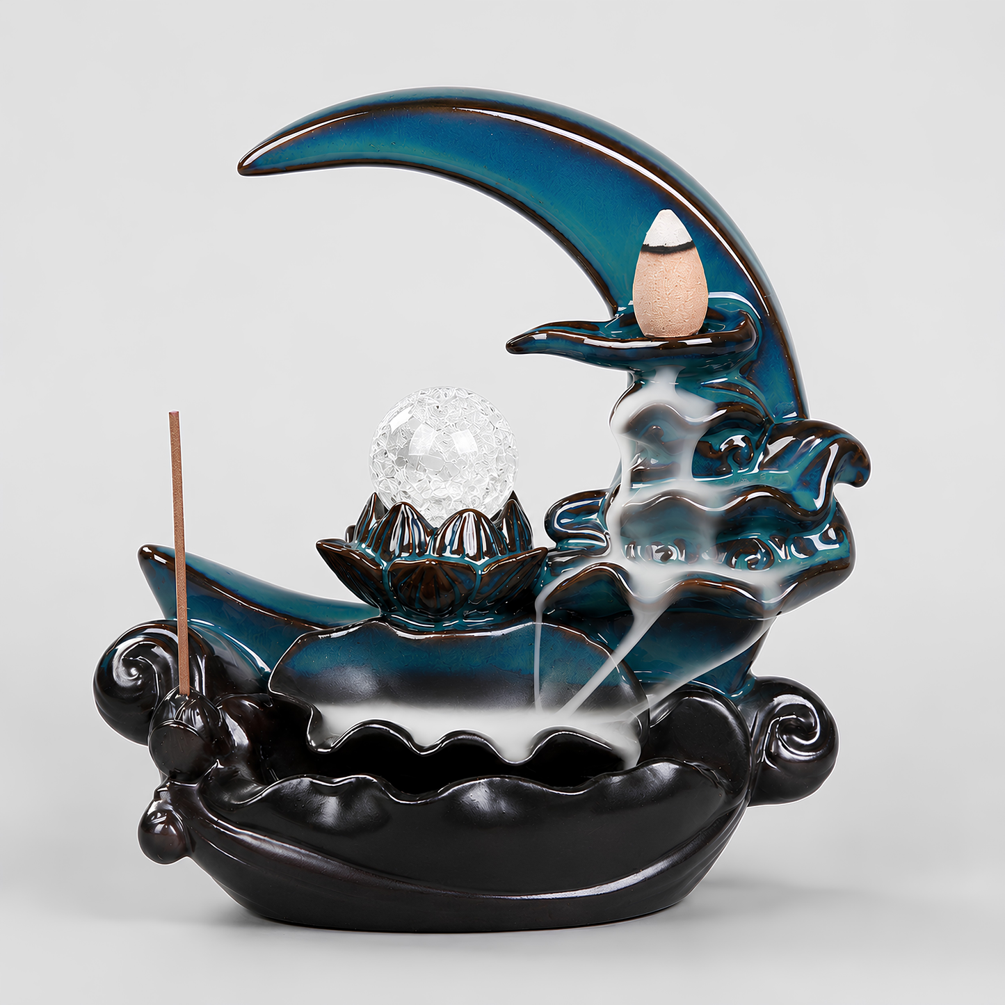 Moonlit Lotus Ceramic Backflow Burner
