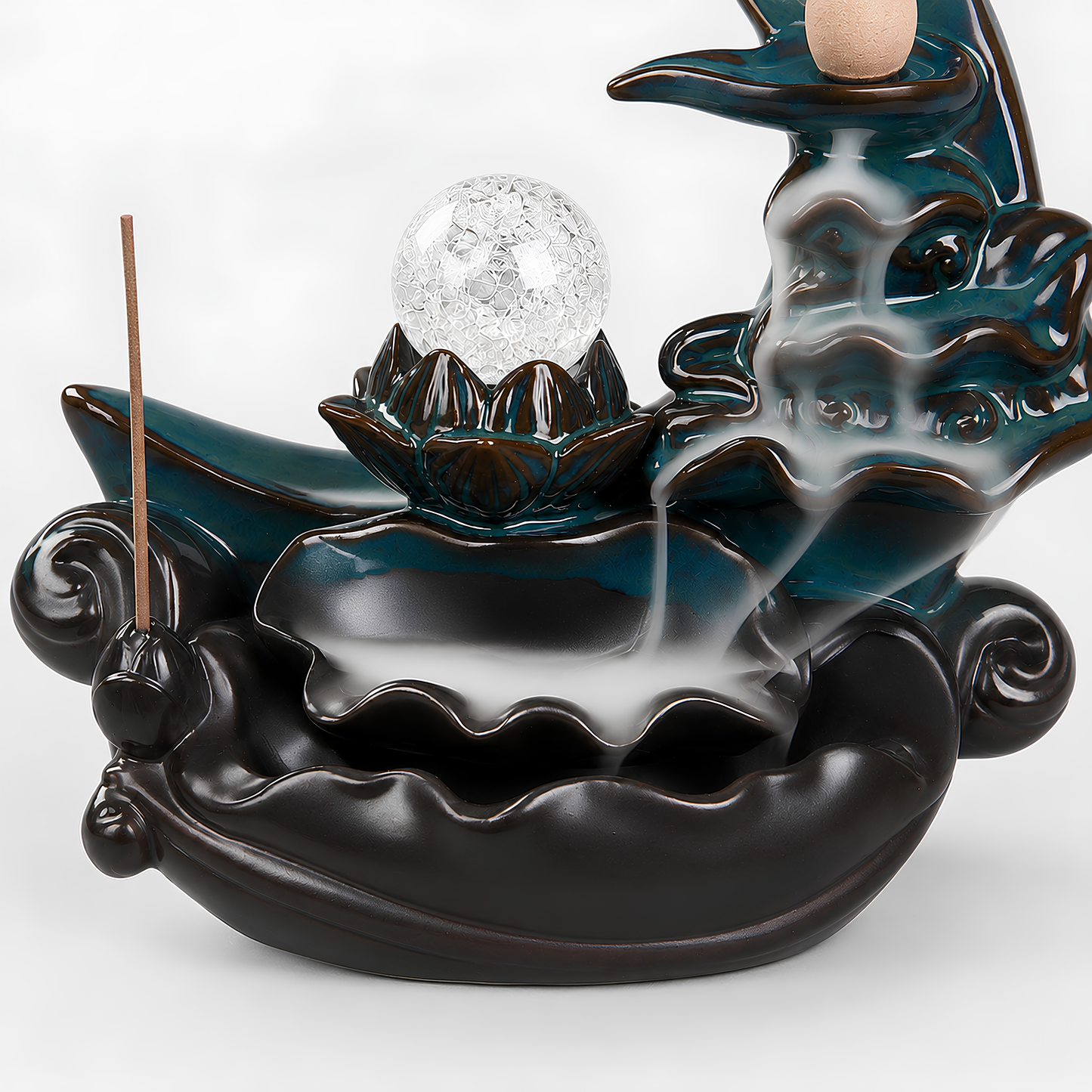 Moonlit Lotus Ceramic Backflow Burner