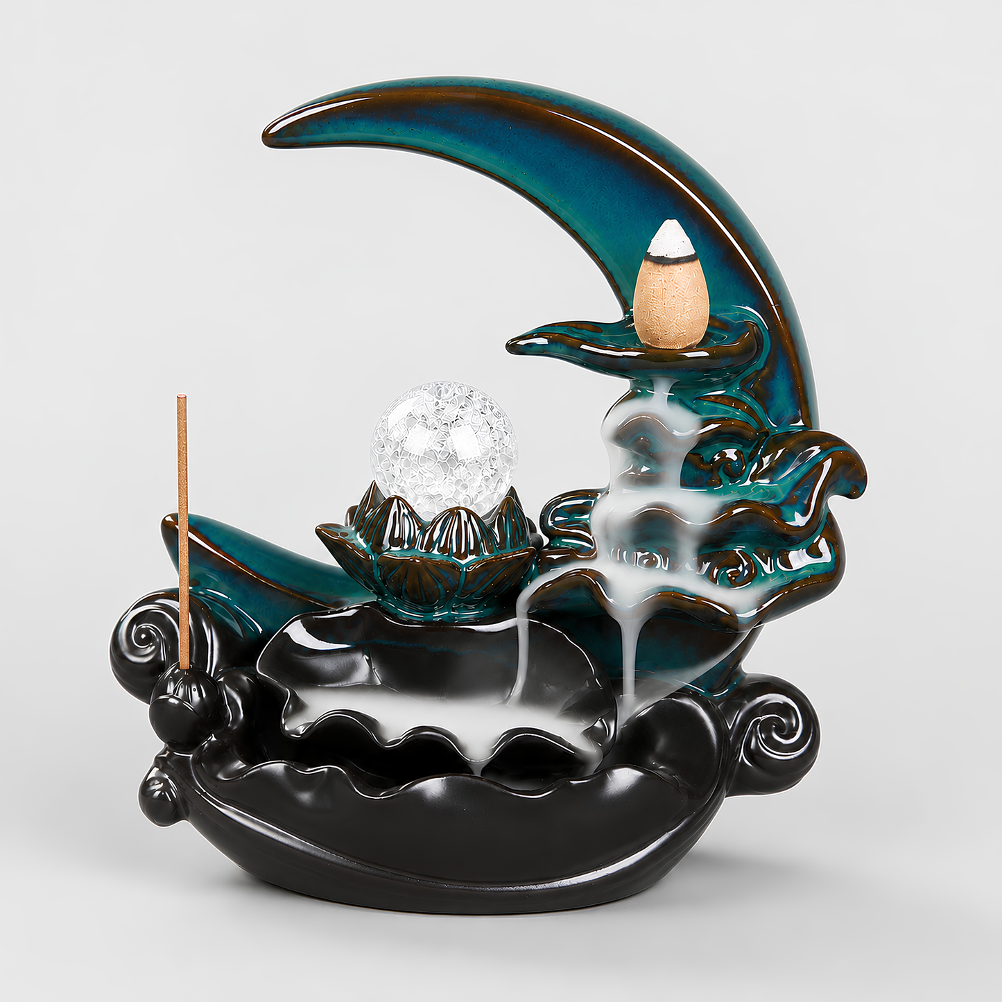 Moonlit Lotus Ceramic Backflow Burner