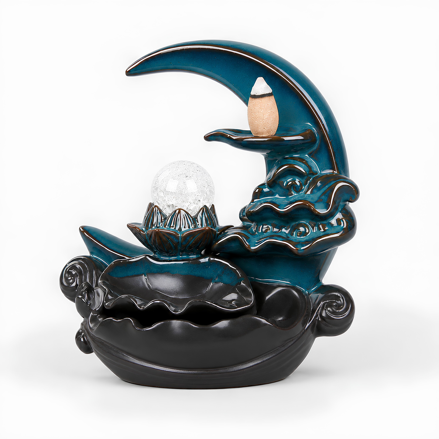 Moonlit Lotus Ceramic Backflow Burner