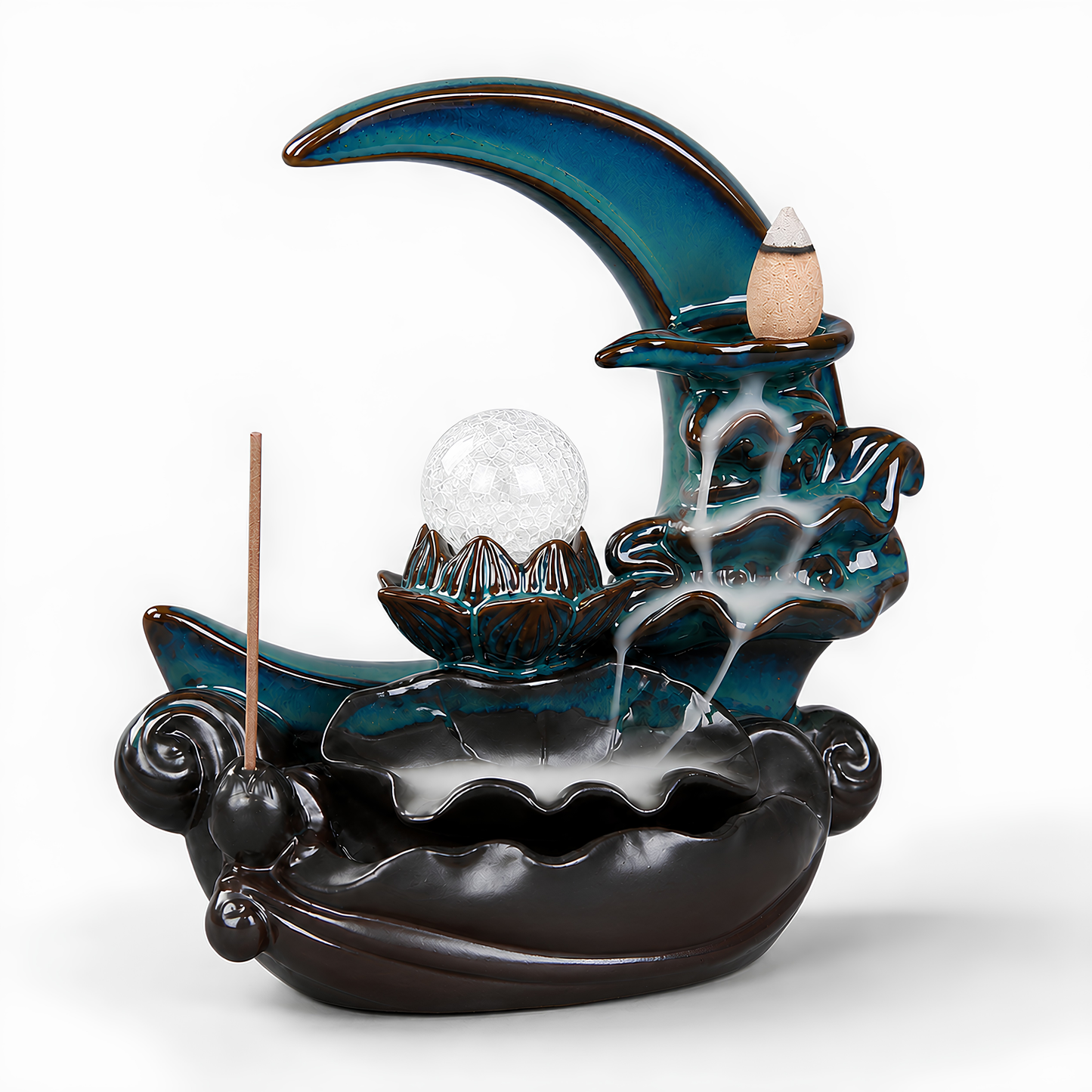 Moonlit Lotus Ceramic Backflow Burner