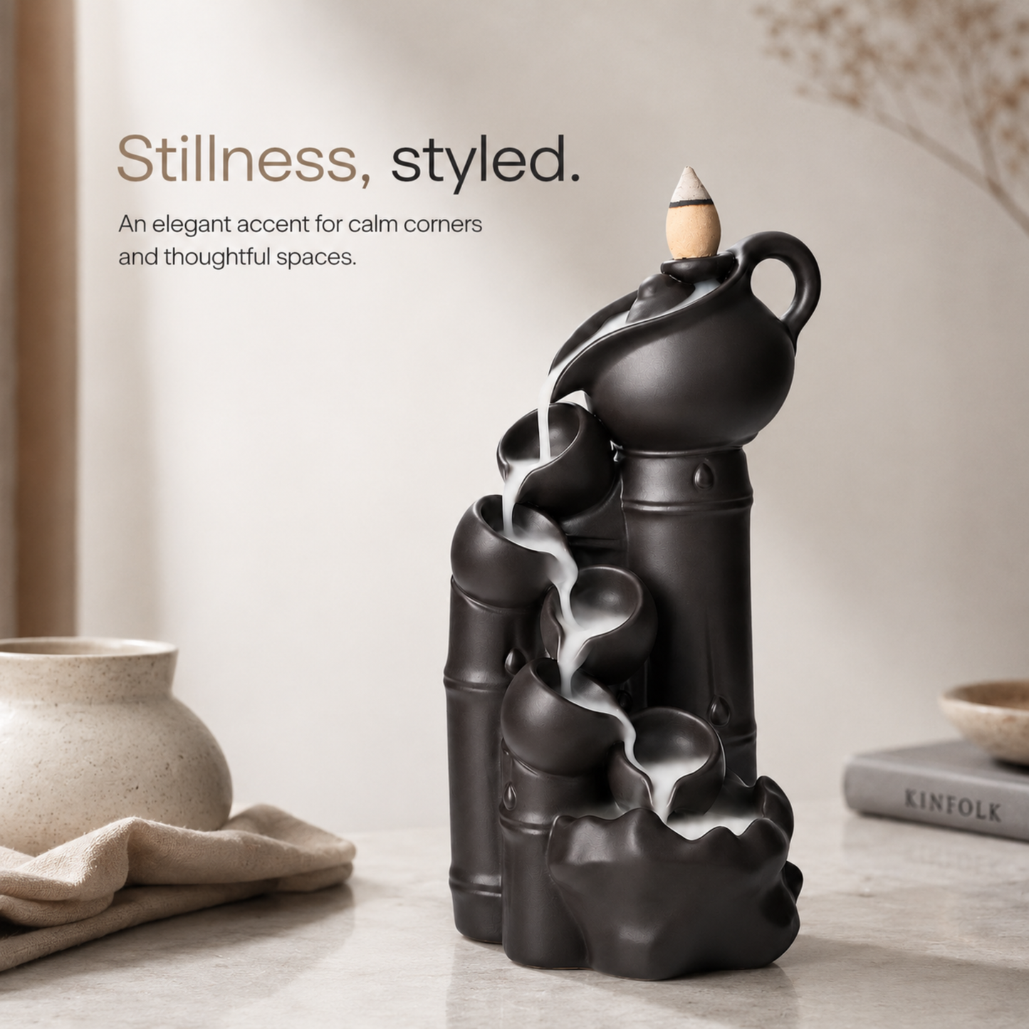 Bamboo Cascade Ceramic Backflow Burner