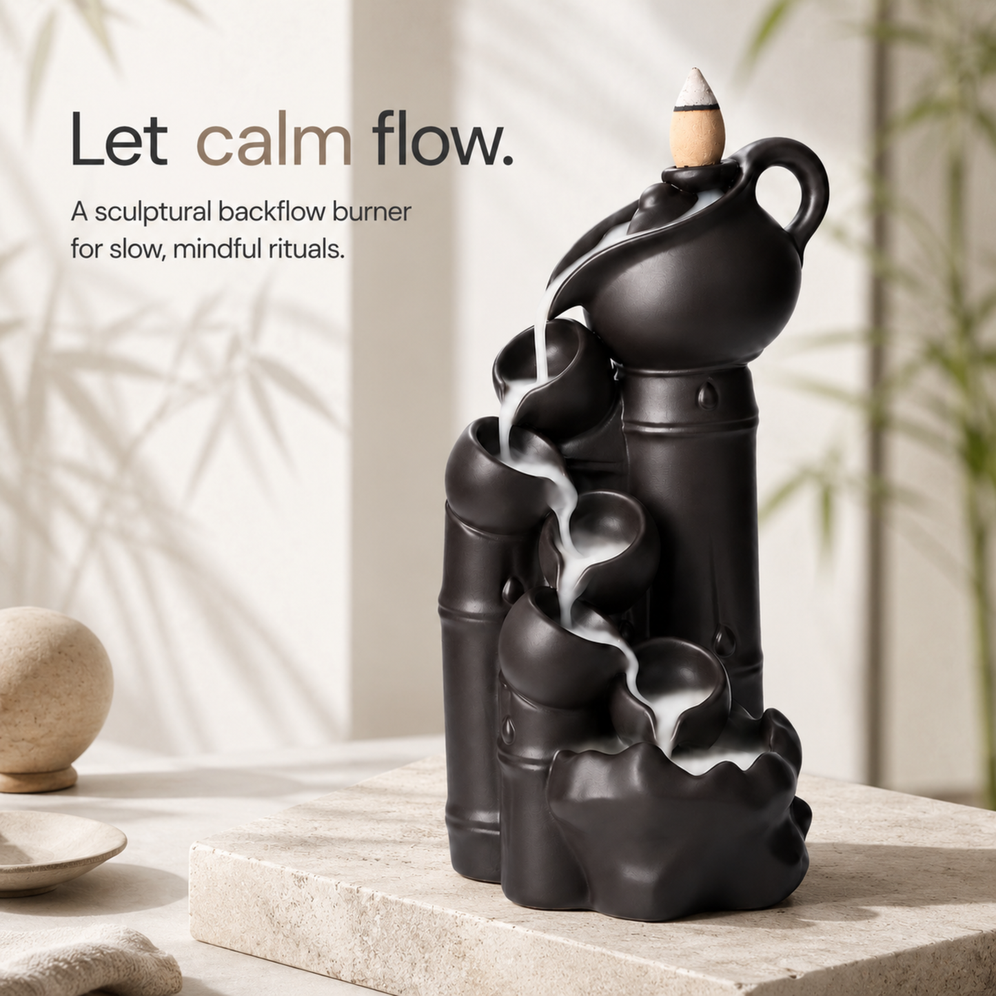 Bamboo Cascade Ceramic Backflow Burner