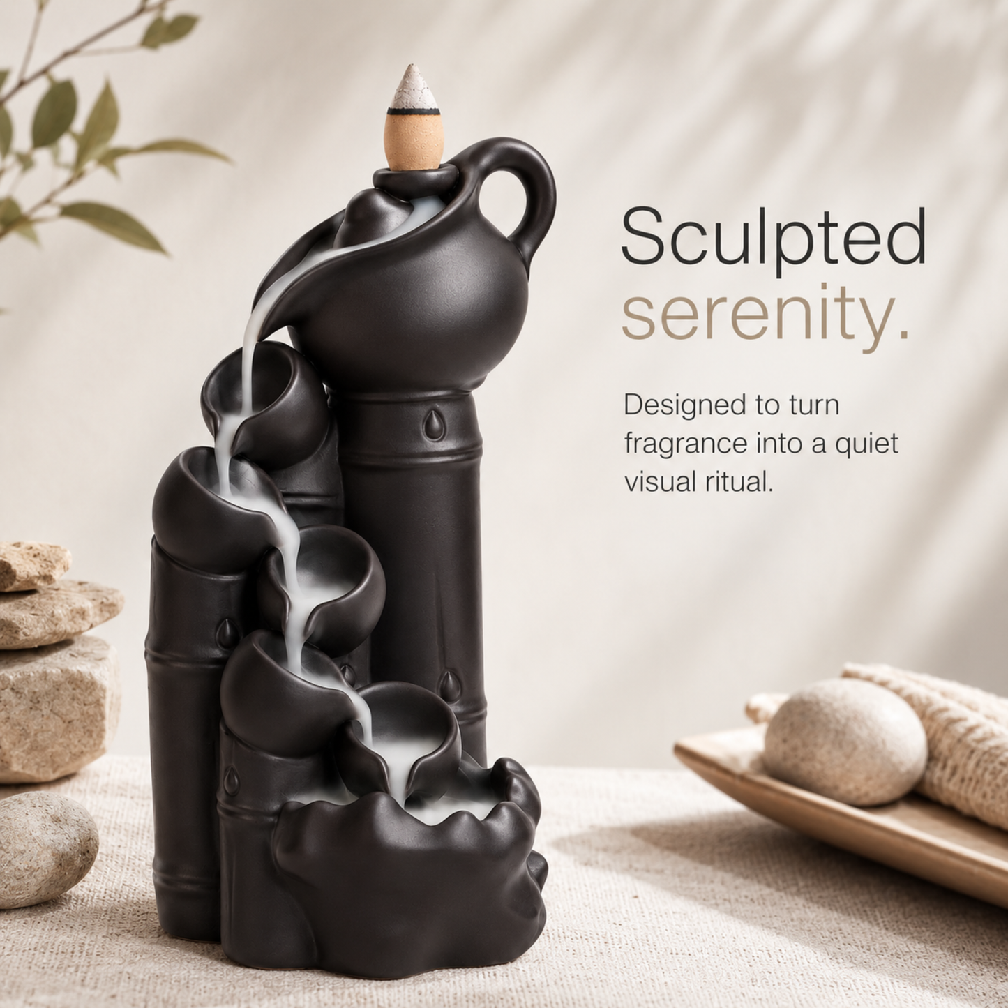 Bamboo Cascade Ceramic Backflow Burner
