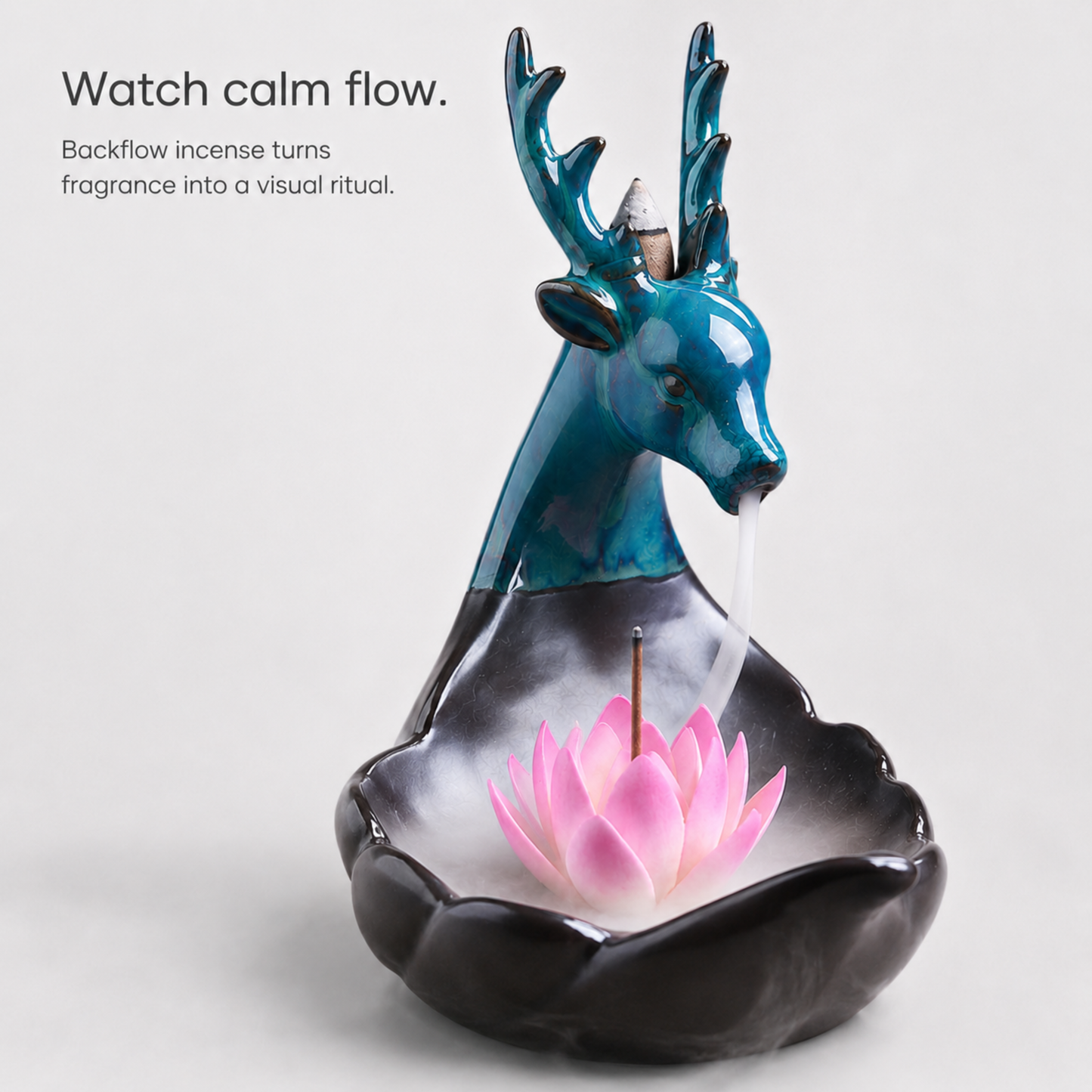 Azure Deer Lotus Backflow Burner