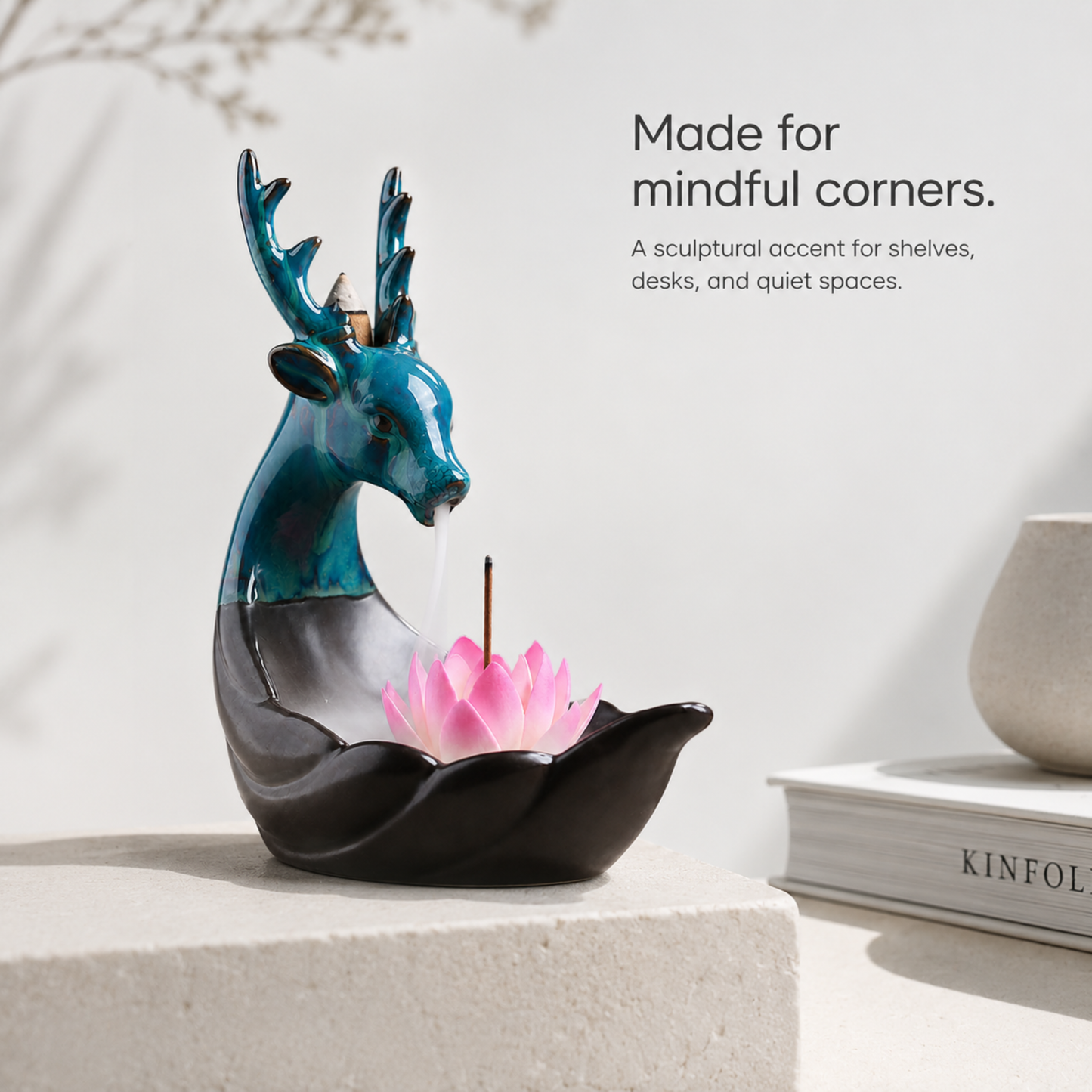 Azure Deer Lotus Backflow Burner