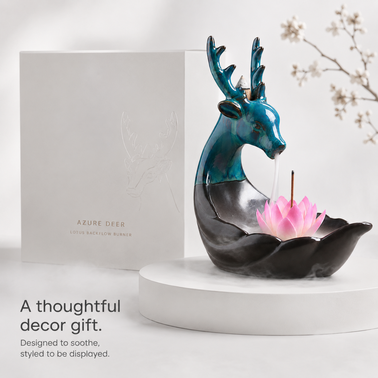 Azure Deer Lotus Backflow Burner