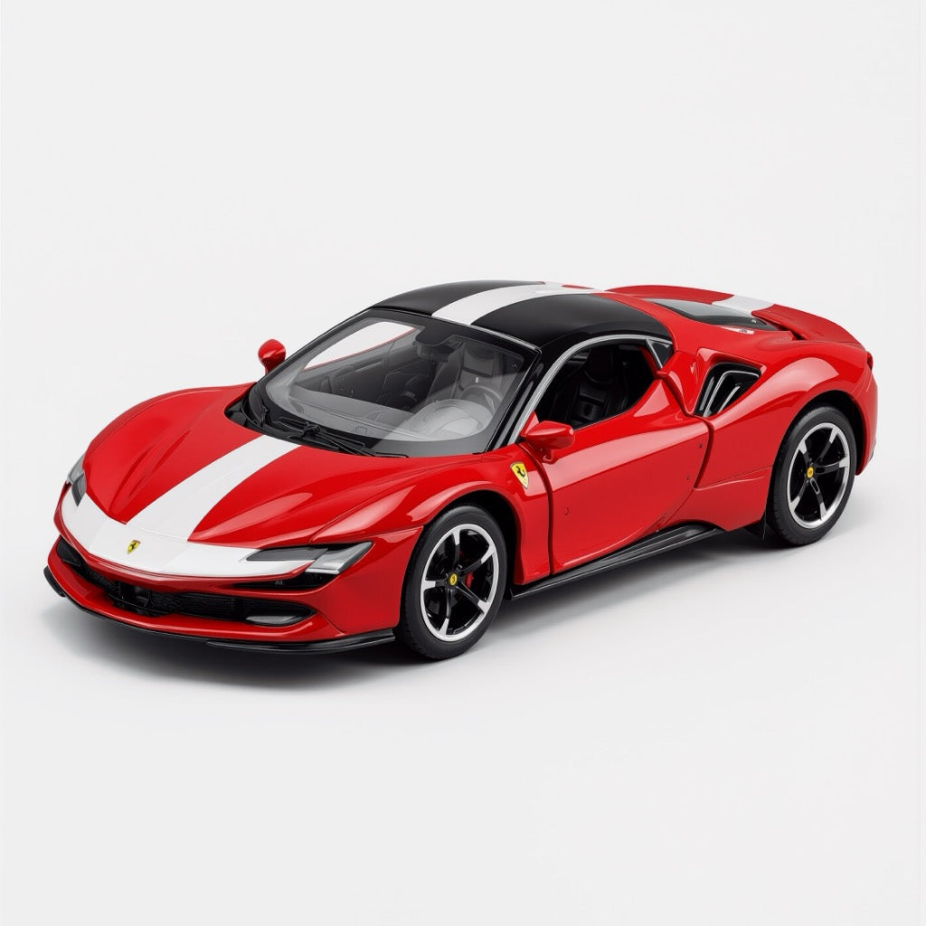 Ferrari SF90 Stradale Red White Stripe Scale Model 1:64