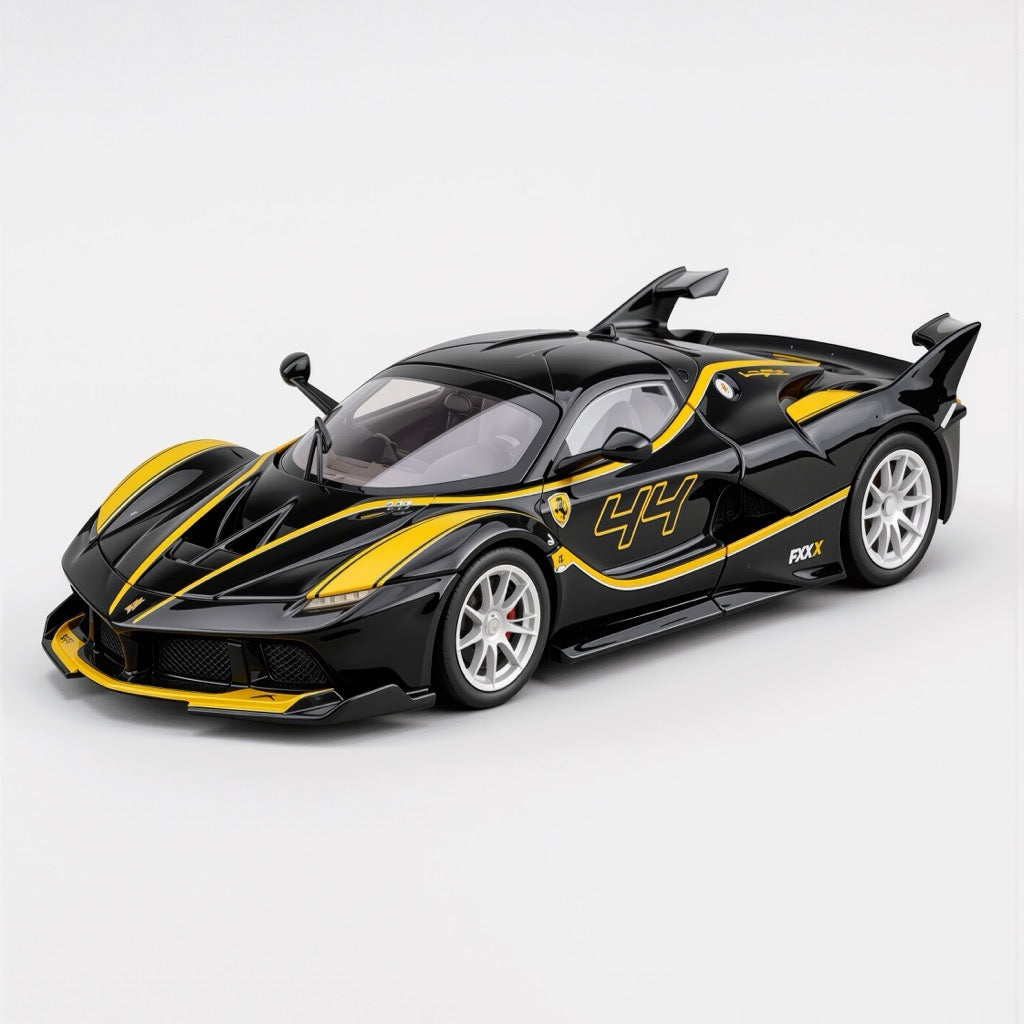 Ferrari FXX K Black Yellow Scale Model 1:64