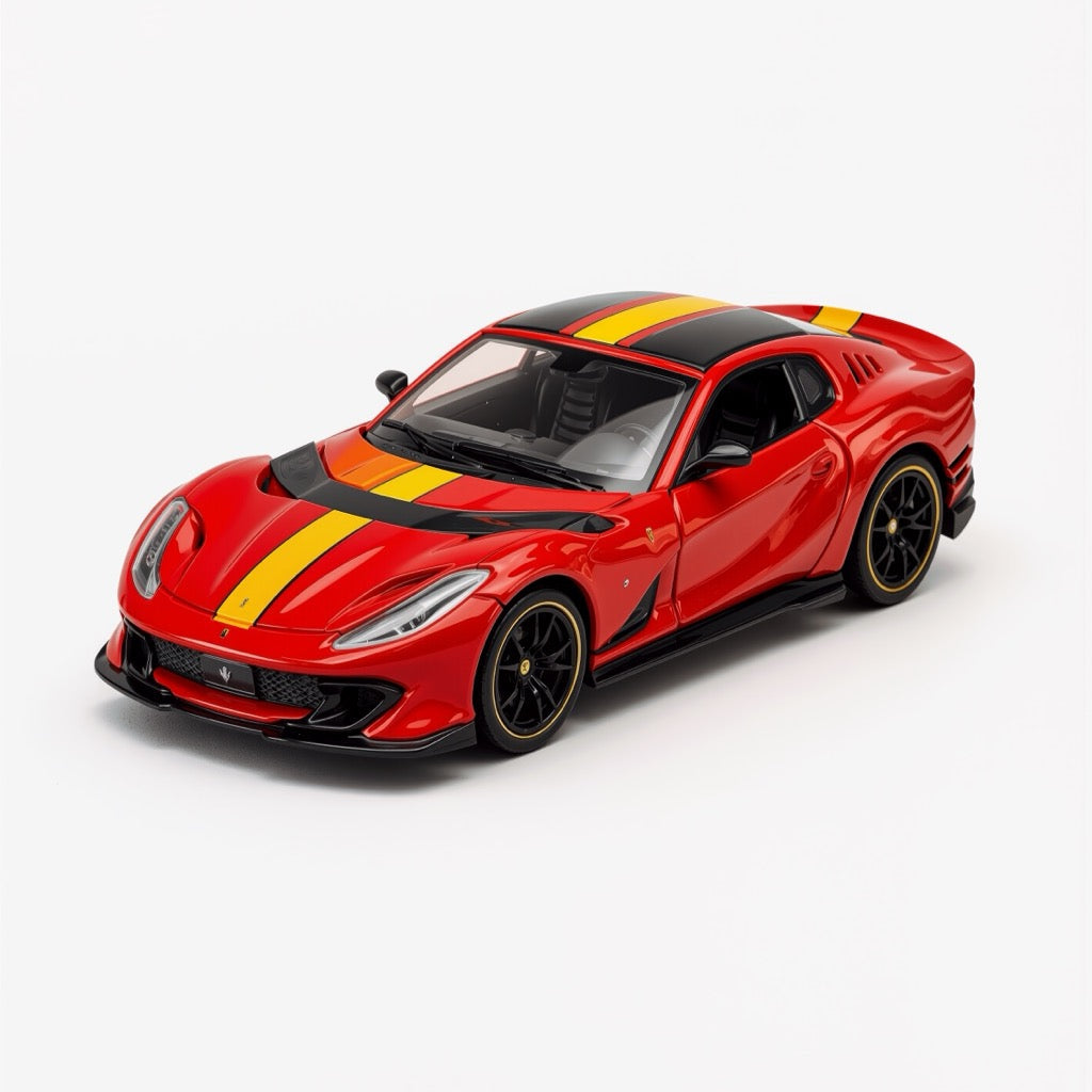 Ferrari 812 Competizione Red Yellow Stripe Scale Model 1:64