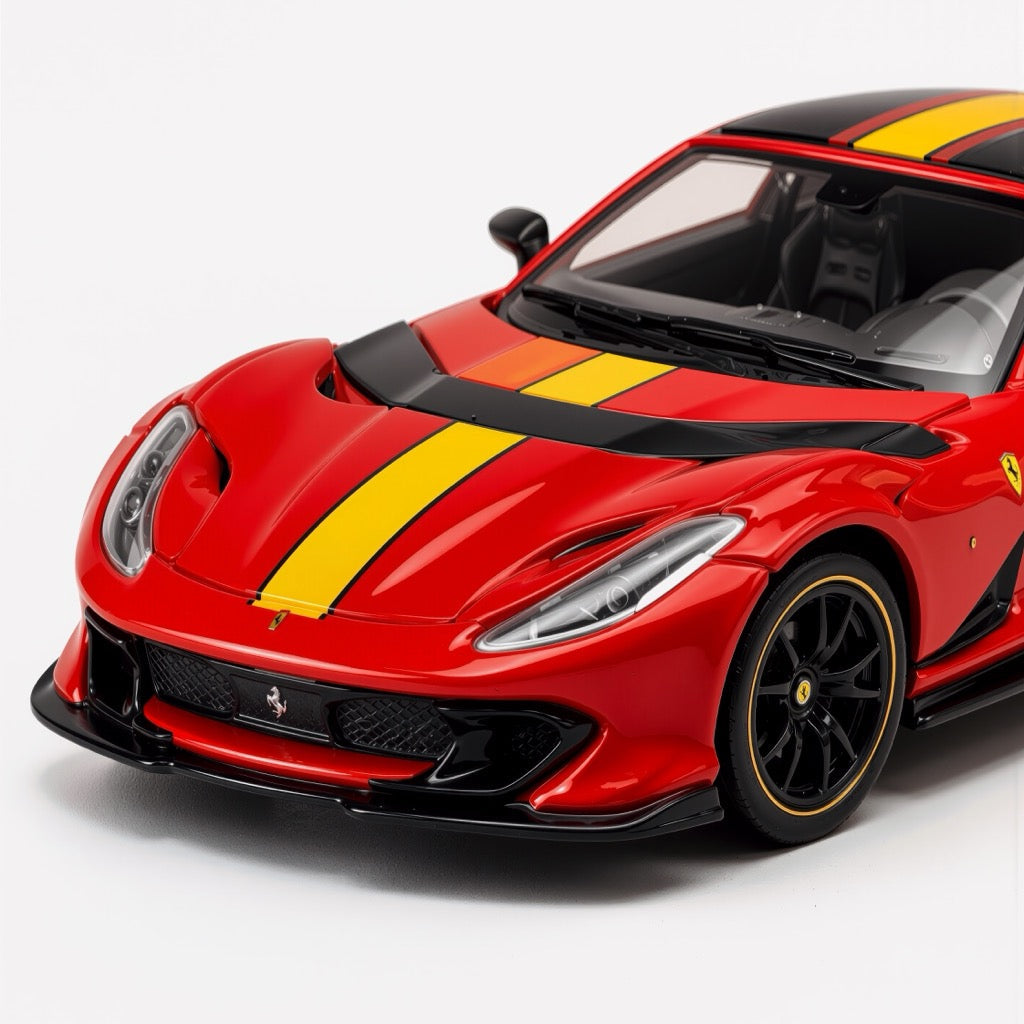 Ferrari 812 Competizione Red Yellow Stripe Scale Model 1:64