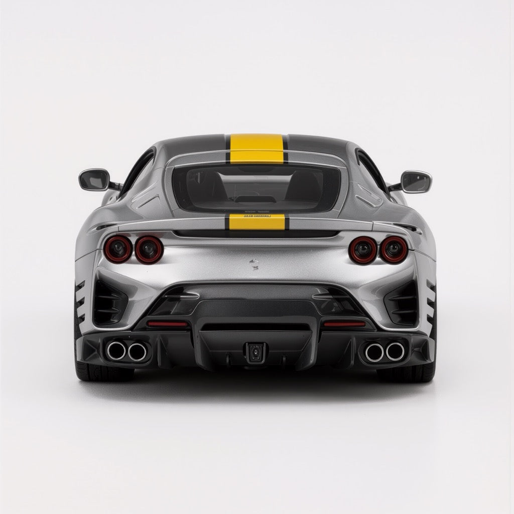 Ferrari 812 Competizione Silver Yellow Stripe Scale Model 1:64