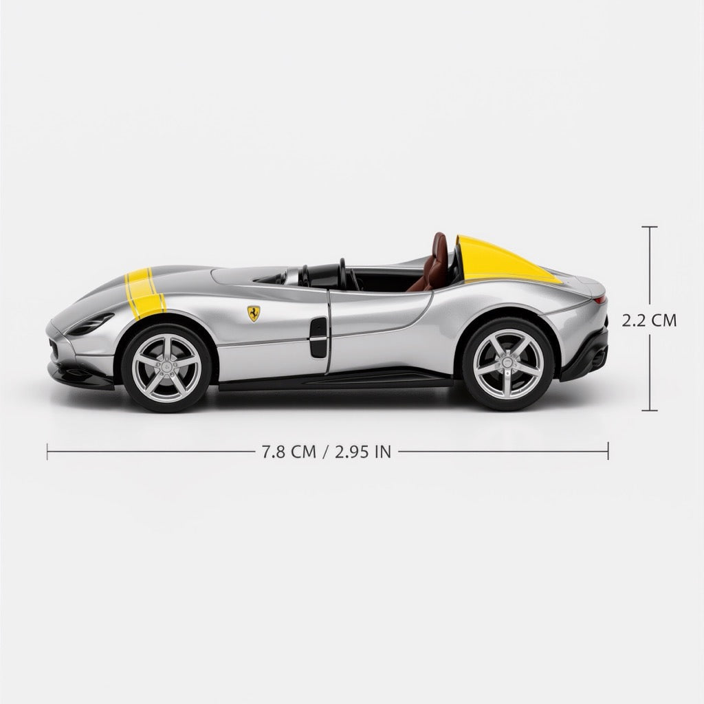 Ferrari Monza SP1 Silver Yellow Scale Model 1:64