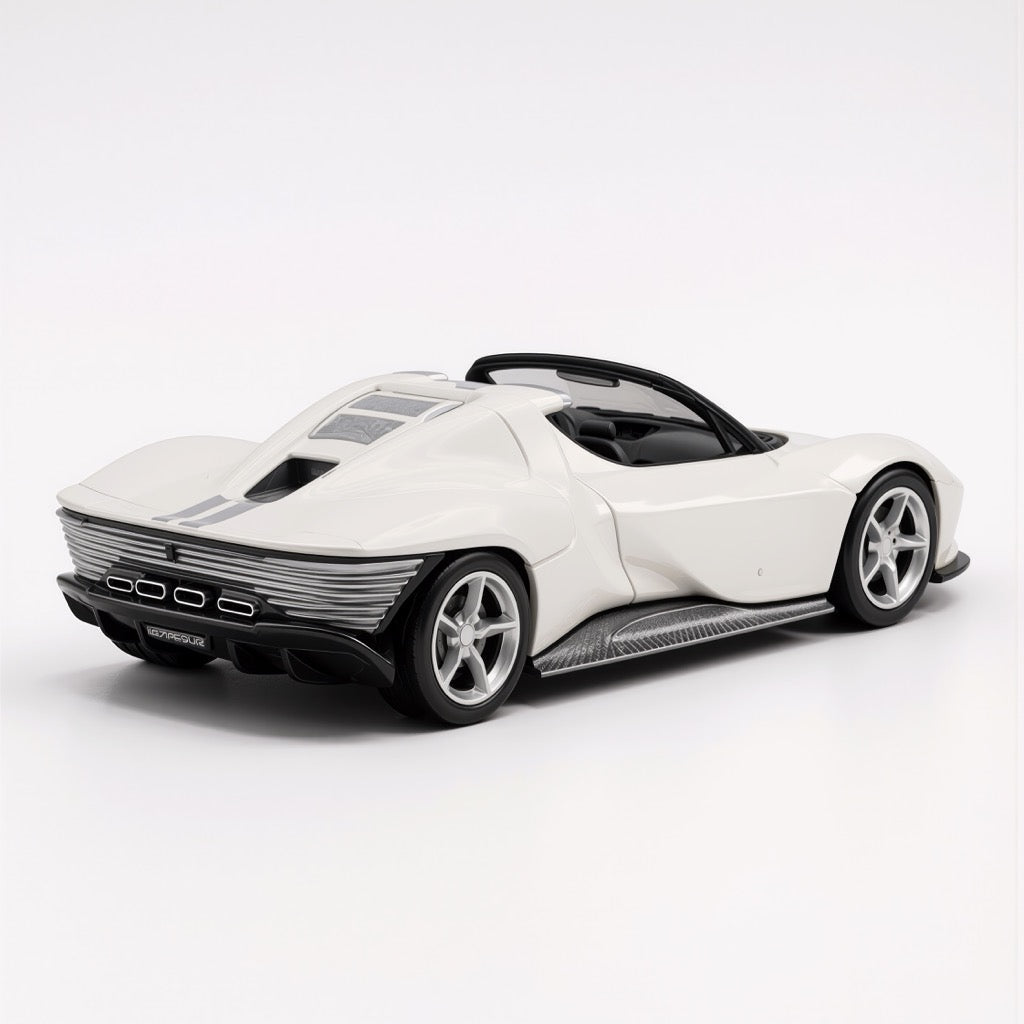 Ferrari Daytona SP3 White Silver Stripe Scale Model 1:64