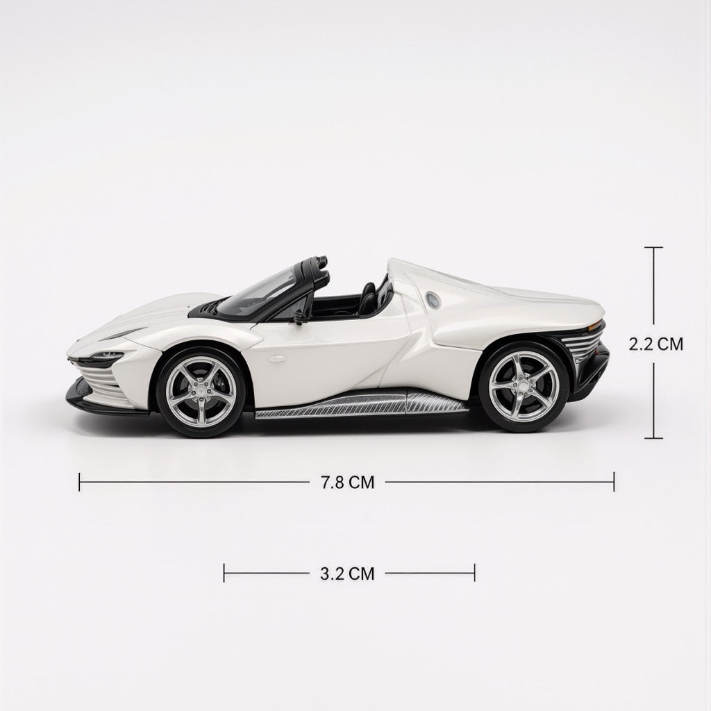 Ferrari Daytona SP3 White Silver Stripe Scale Model 1:64