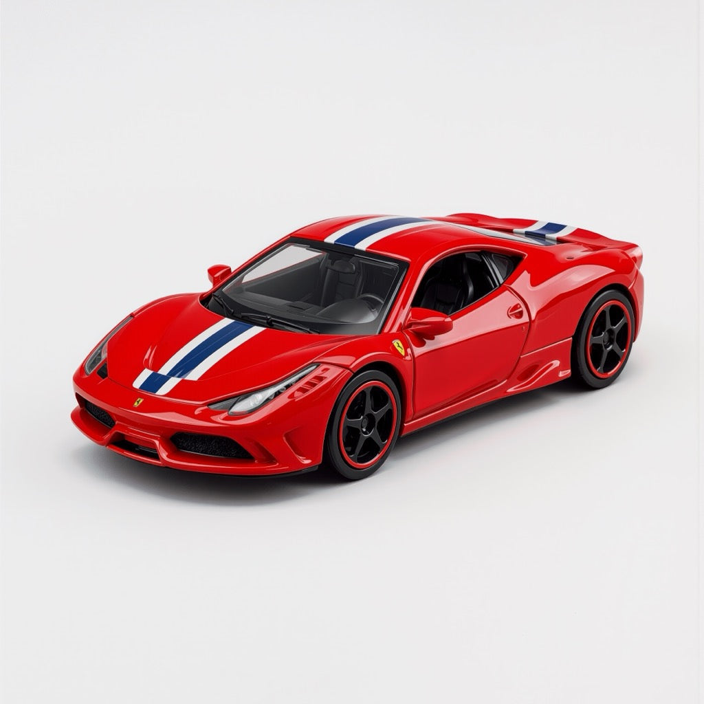 Ferrari 458 Speciale Red Blue White Stripe Scale Model 1:64