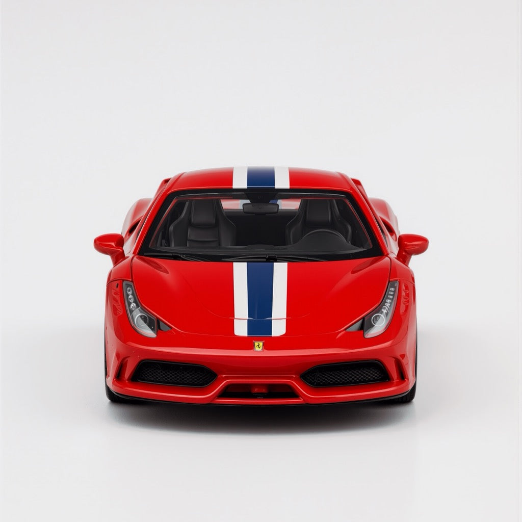 Ferrari 458 Speciale Red Blue White Stripe Scale Model 1:64