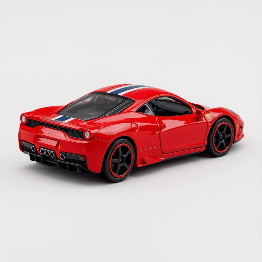 Ferrari 458 Speciale Red Blue White Stripe Scale Model 1:64