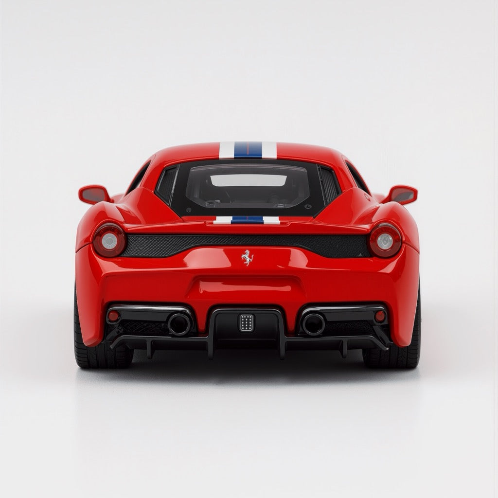 Ferrari 458 Speciale Red Blue White Stripe Scale Model 1:64