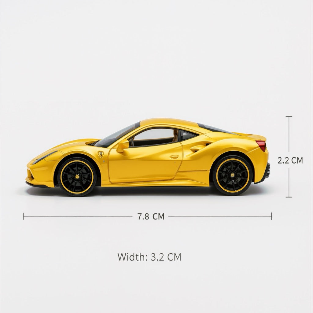 Ferrari 488 GTB Yellow Scale Model 1:64