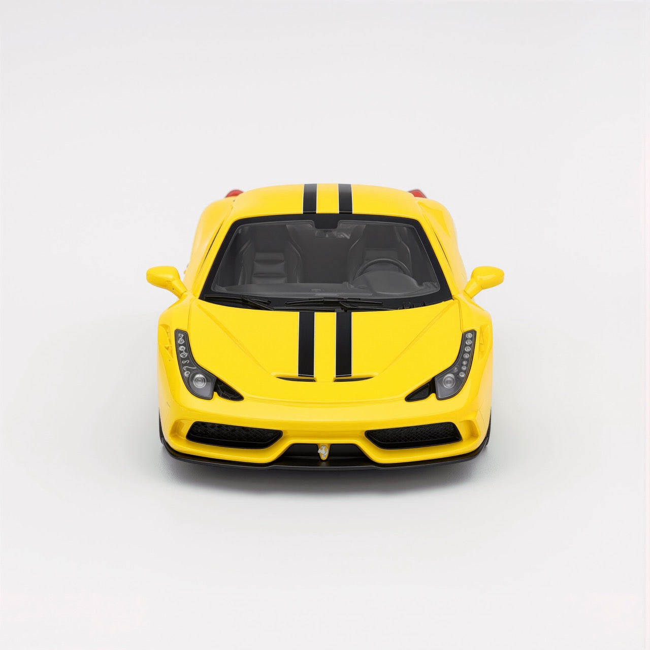 Ferrari 458 Speciale Yellow Black Stripe Scale Model 1:64