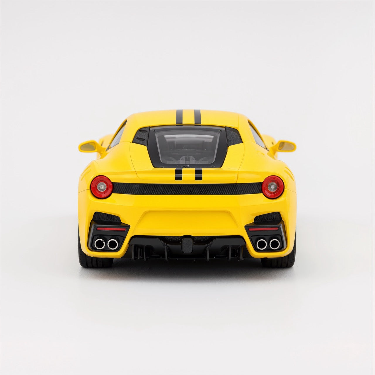 Ferrari 458 Speciale Yellow Black Stripe Scale Model 1:64