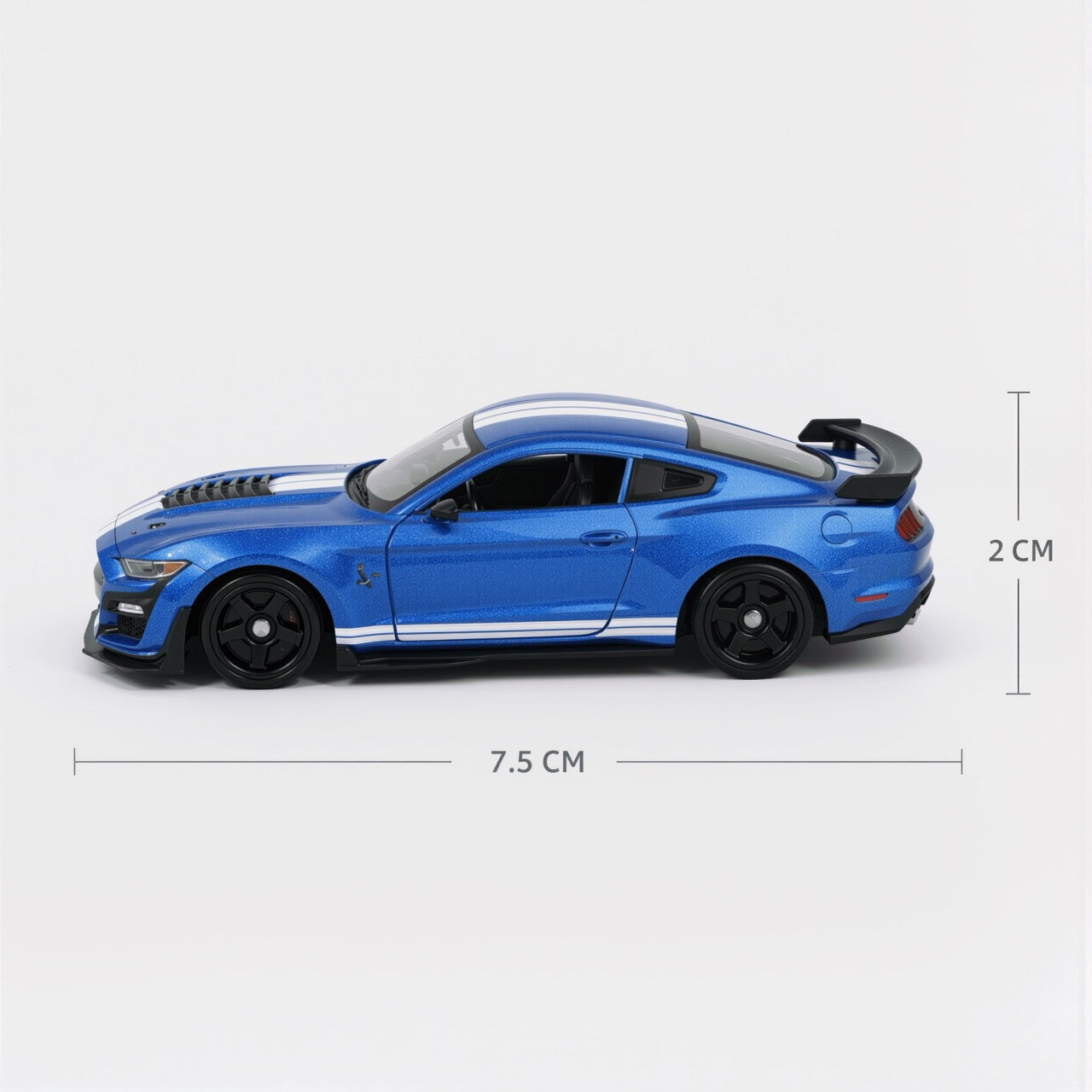 Ford Mustang Shelby GT500 Blue White Stripe Scale Model 1:64