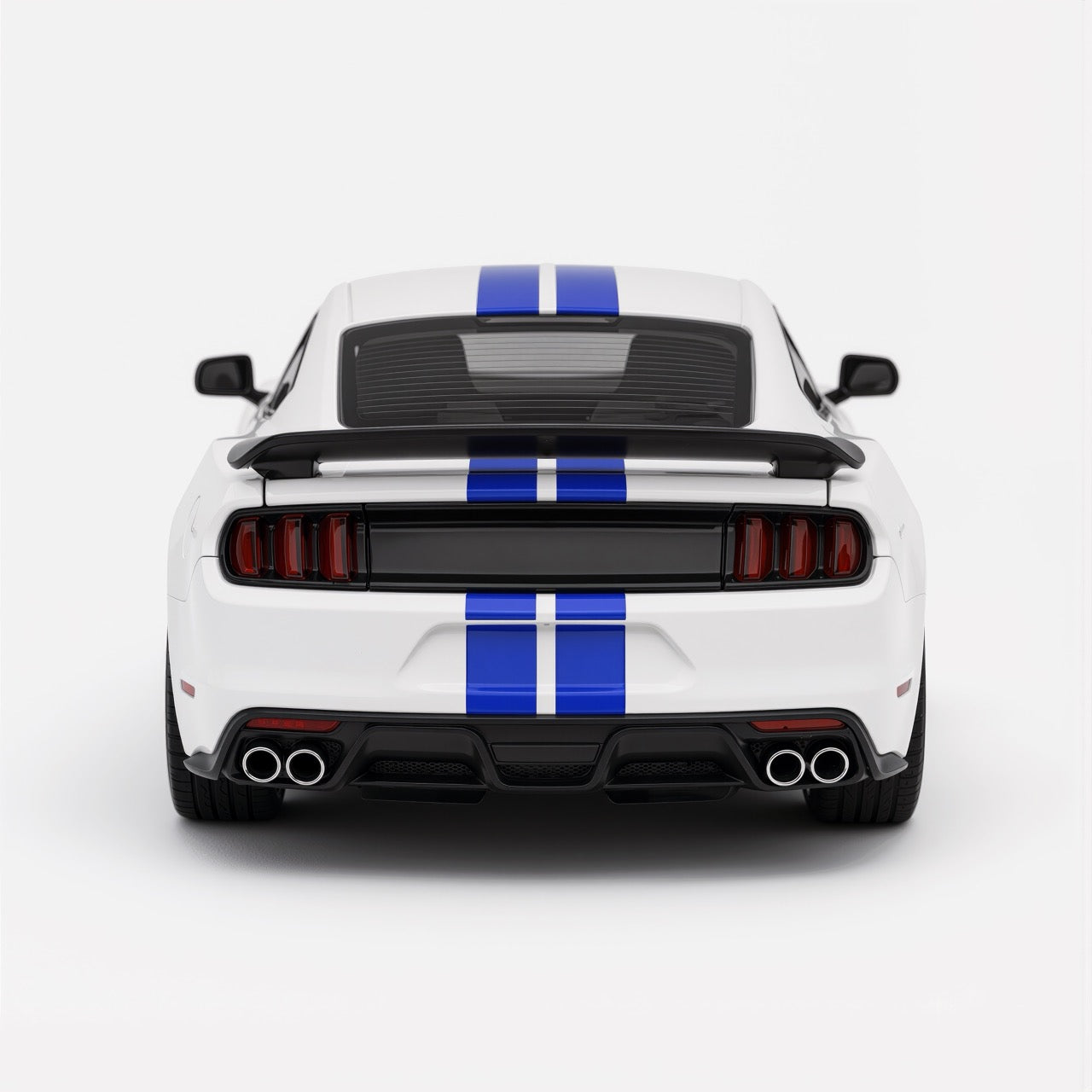 Ford Mustang Shelby GT500 White Blue Stripe Scale Model 1:64