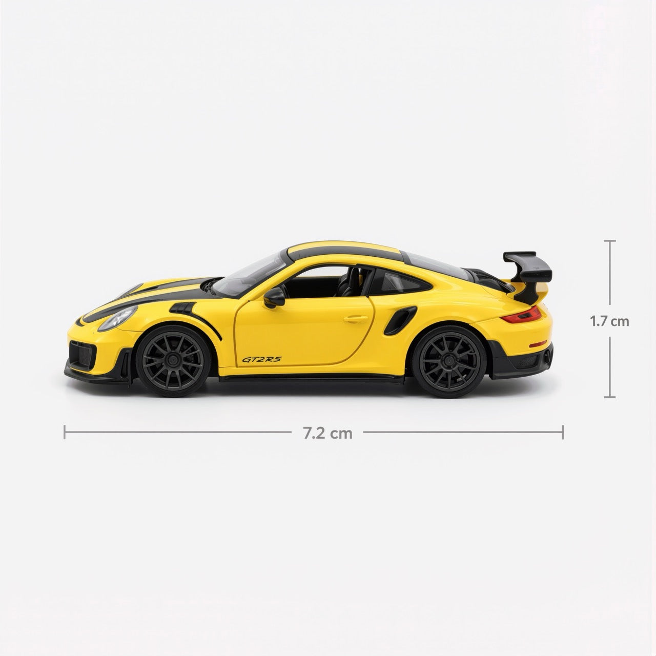 Porsche 911 GT3 RS Yellow Black Stripe Scale Model 1:64