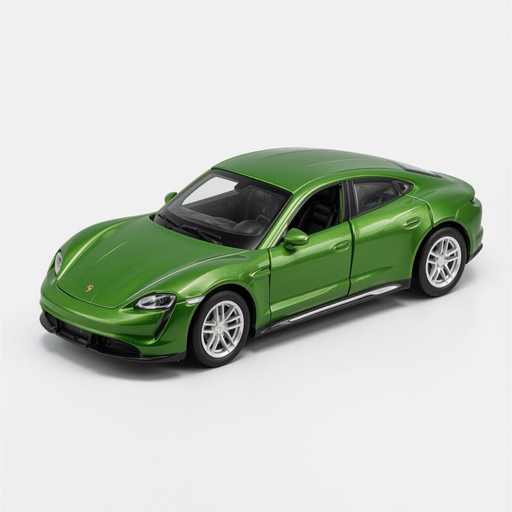 Porsche Taycan Turbo S Metallic Green Car Scale Model 1:64