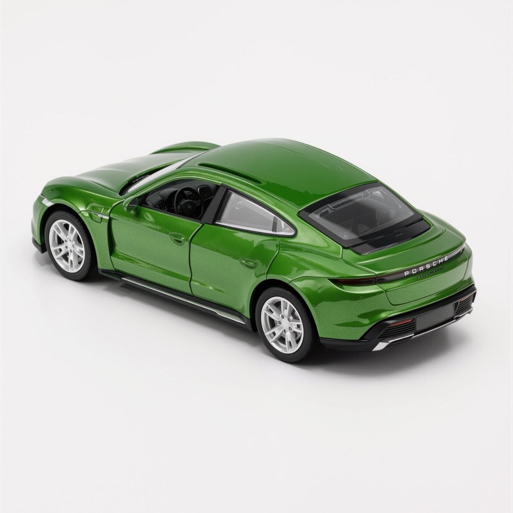 Porsche Taycan Turbo S Metallic Green Car Scale Model 1:64