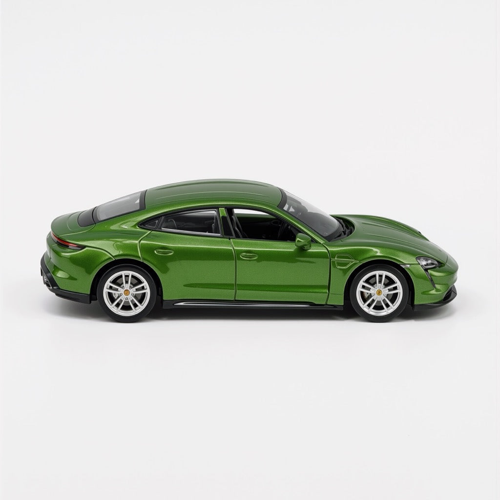 Porsche Taycan Turbo S Metallic Green Car Scale Model 1:64