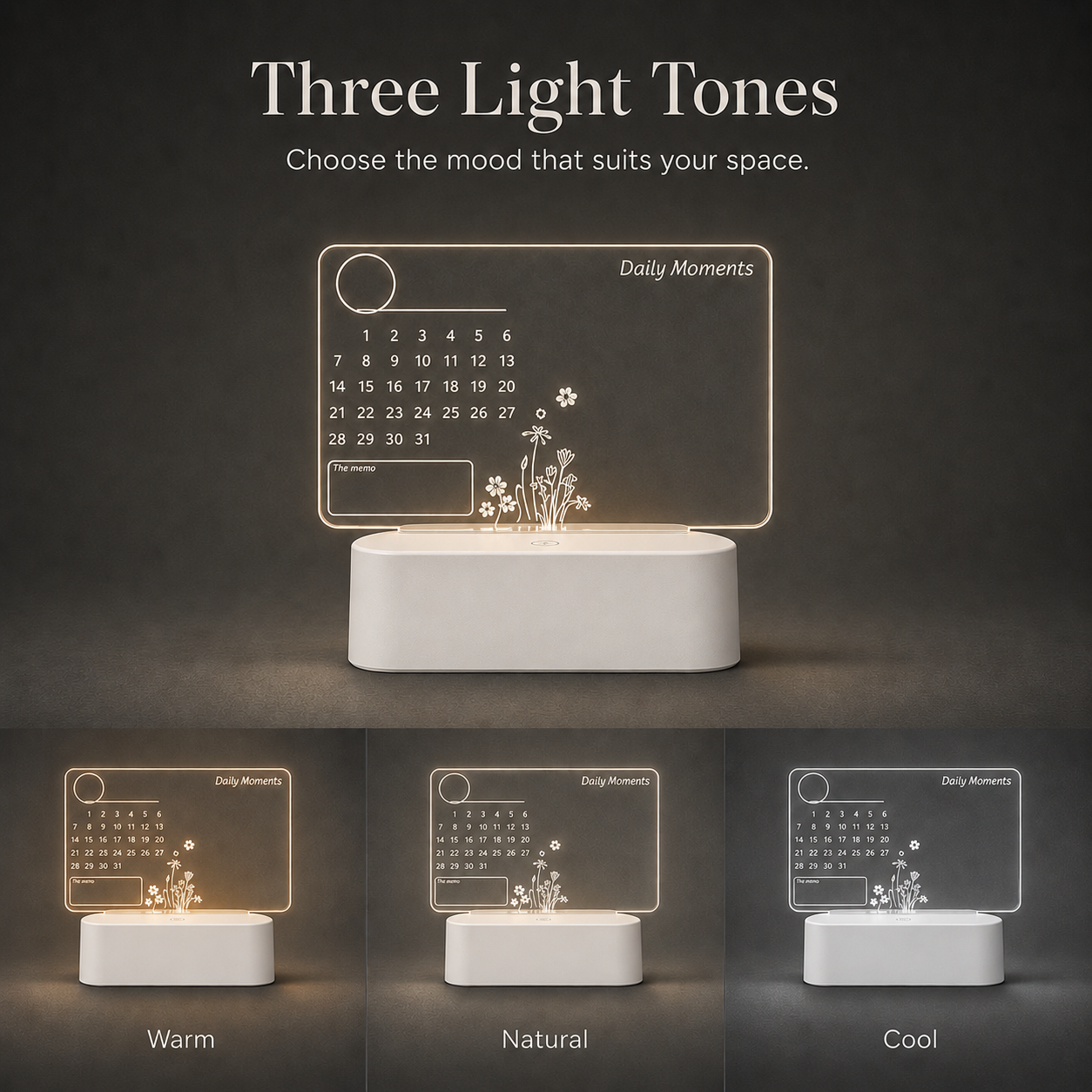 Acrylic Memo Lamp – LED Calendar Note Board with Erasable Marker