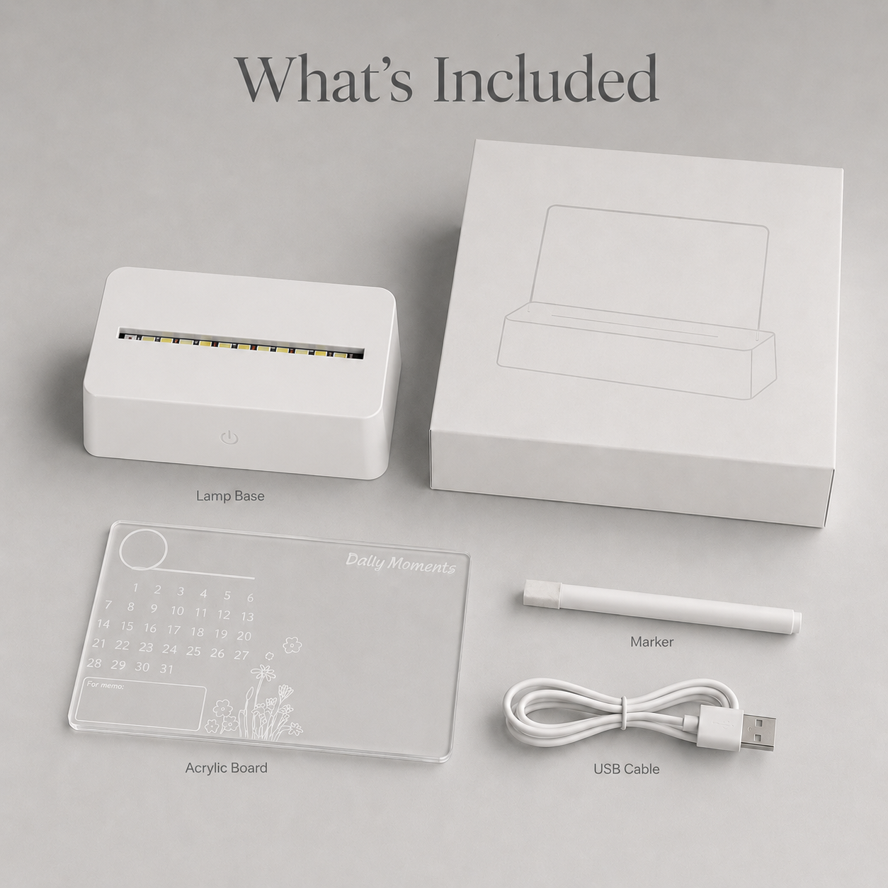 Acrylic Memo Lamp – LED Calendar Note Board with Erasable Marker