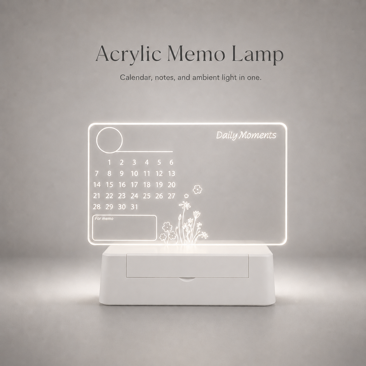 Acrylic Memo Lamp – LED Calendar Note Board with Erasable Marker