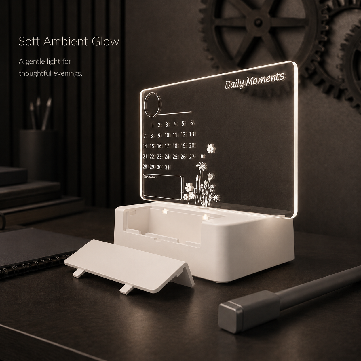 Acrylic Memo Lamp – LED Calendar Note Board with Erasable Marker