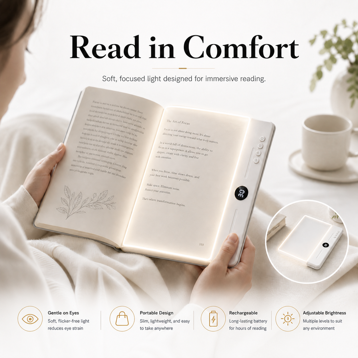 Acrylic Book Light – Portable Reading Lamp