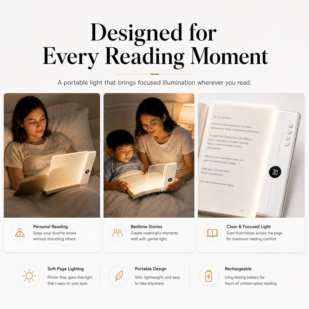 Acrylic Book Light – Portable Reading Lamp