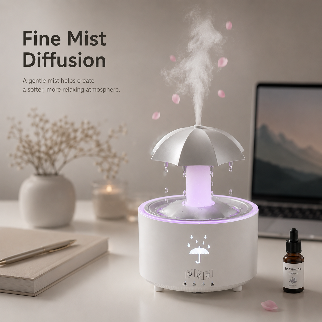 Auré Mist Diffuser with Rainfall Mist & Colorful Light