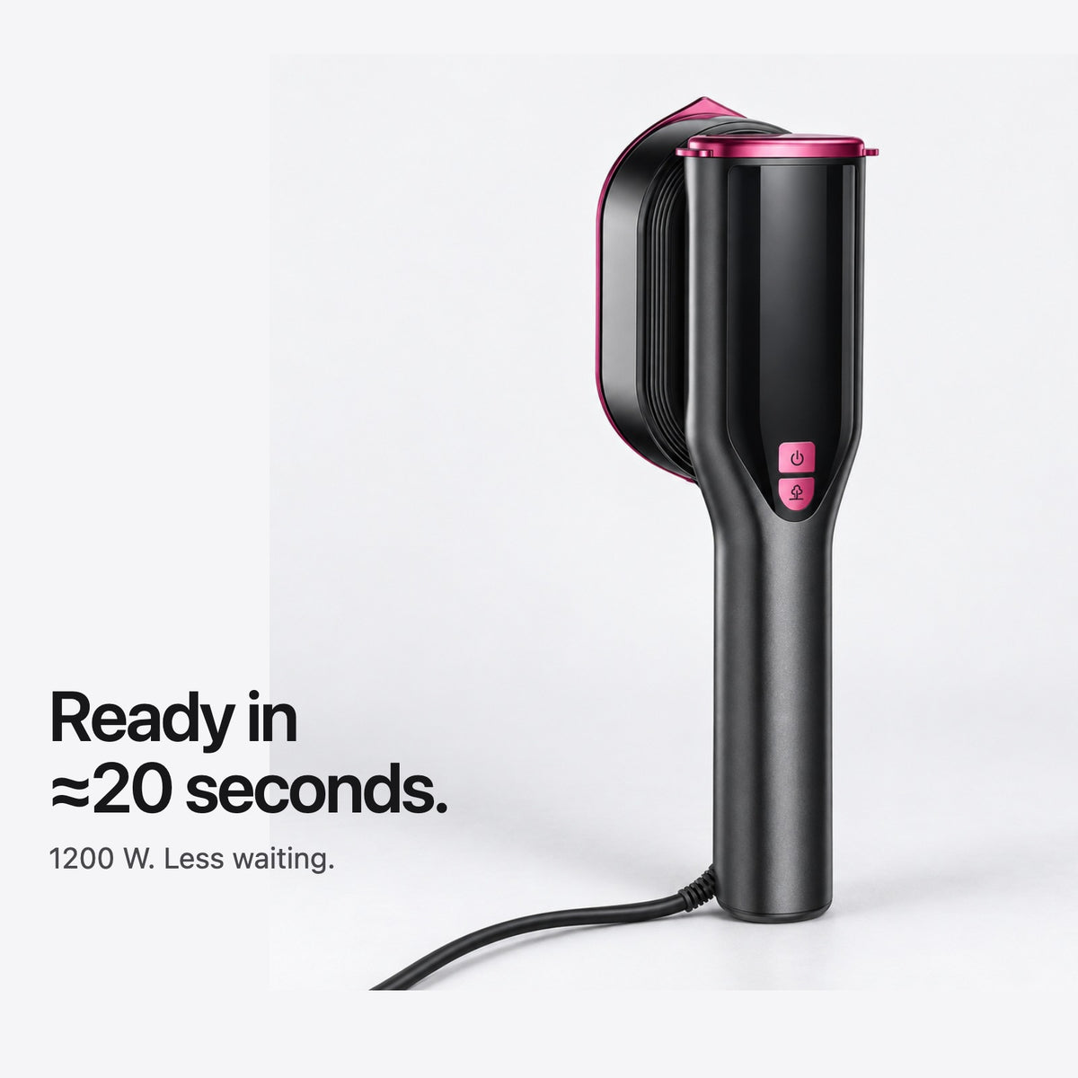 Carter & Cole steamer with approximately 20-second heat-up and 1200 W rated power