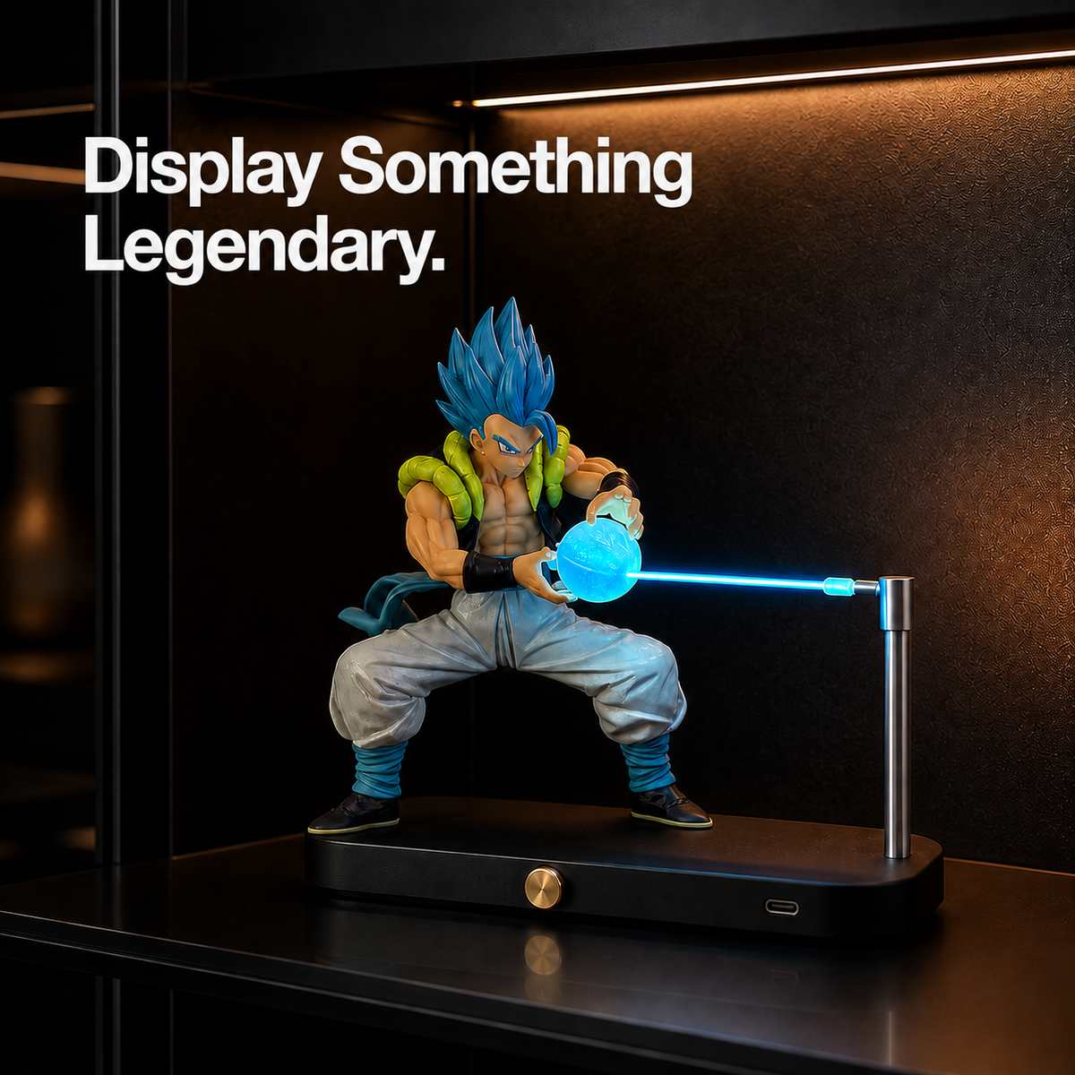 Gogeta Blue Cyan Energy Lamp shelf display