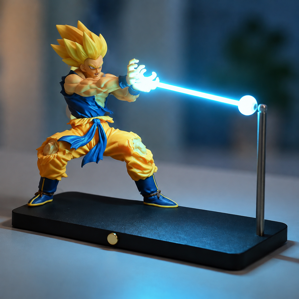 Super Saiyan Goku Blue Energy Lamp figure and energy beam view.
