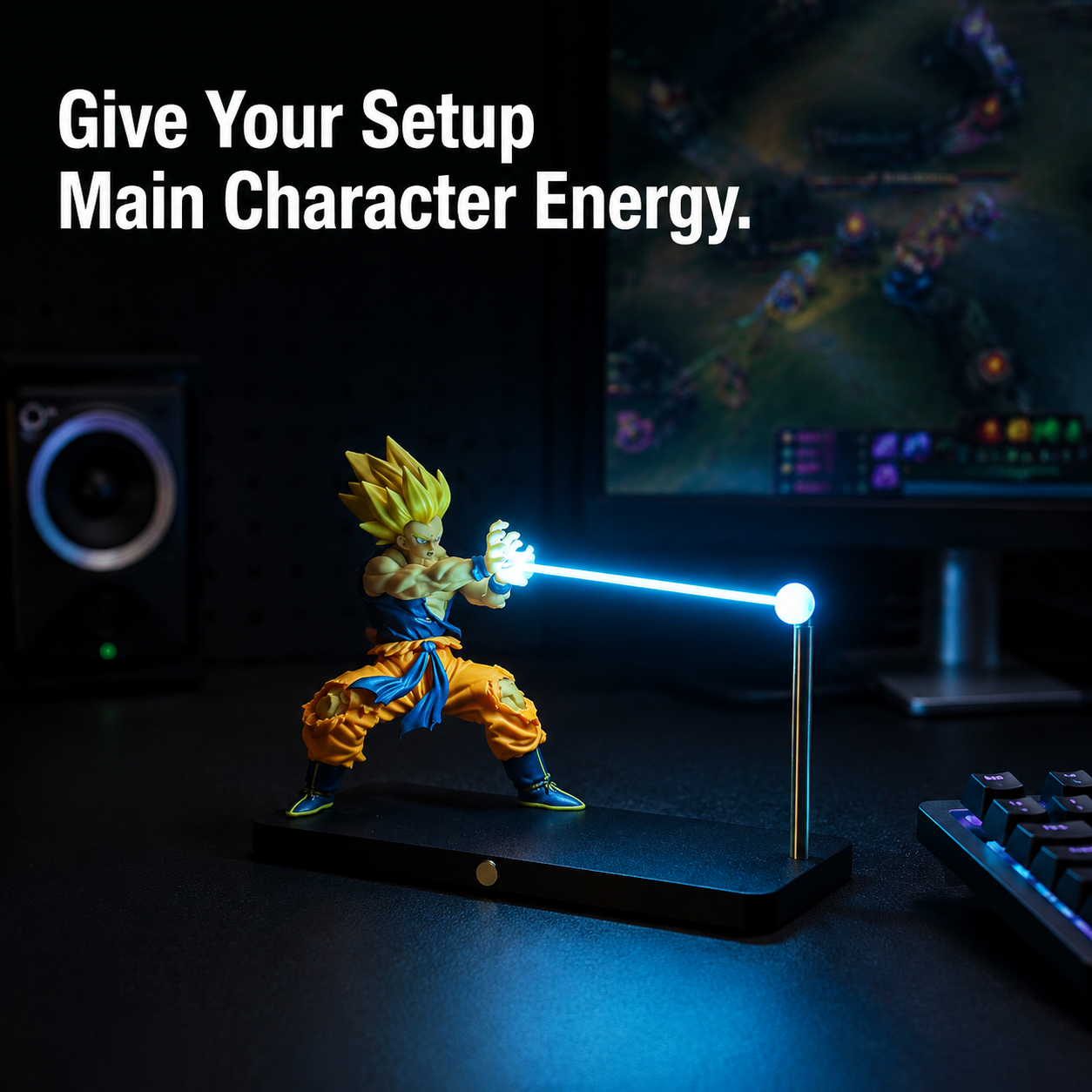 Super Saiyan Goku Blue Energy Lamp gaming view.
