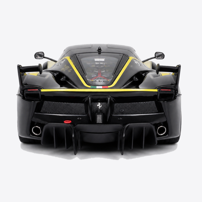 Ferrari FXX K Black and Yellow #44 direct rear view
