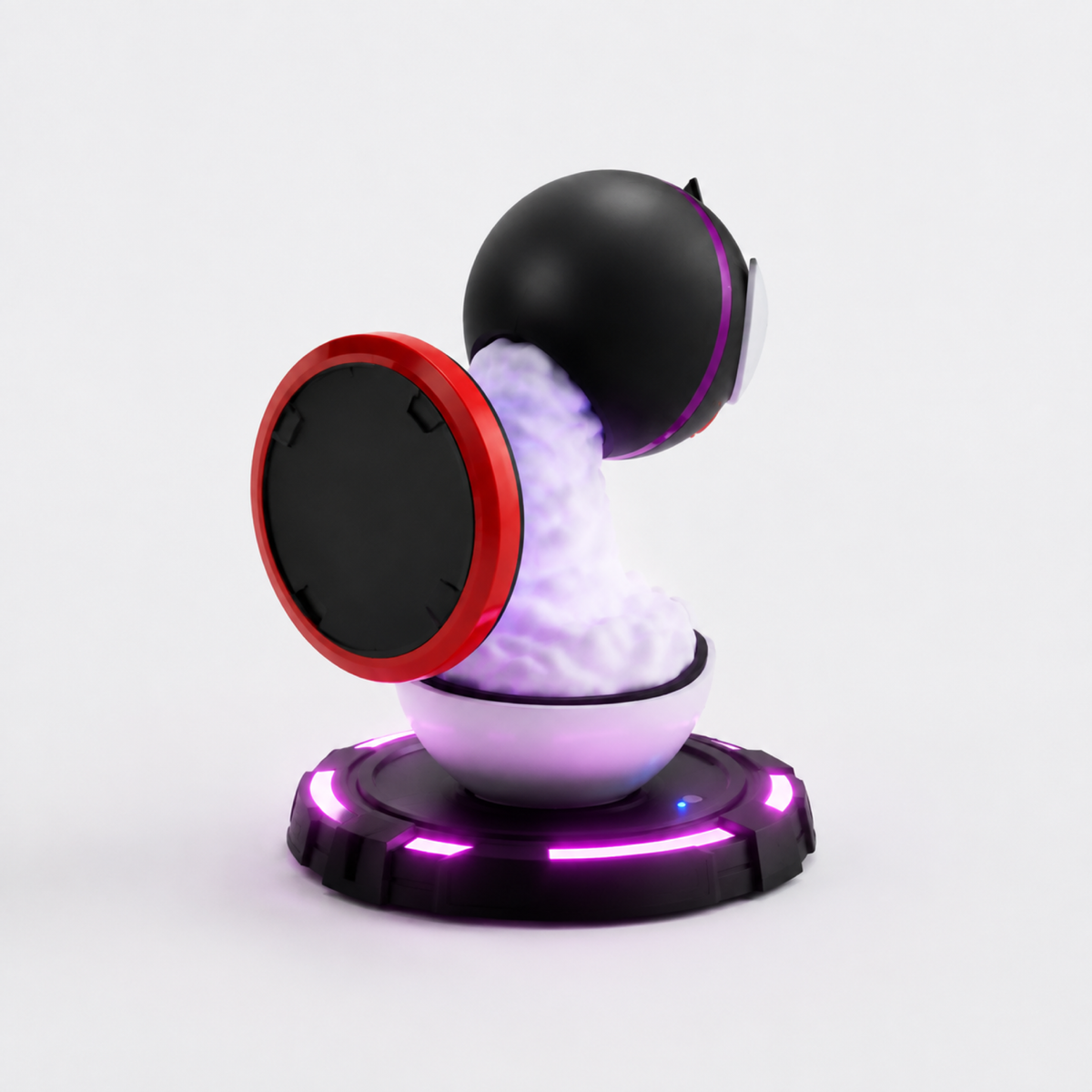 Gastly purple mist LED desk humidifier rear three-quarter view