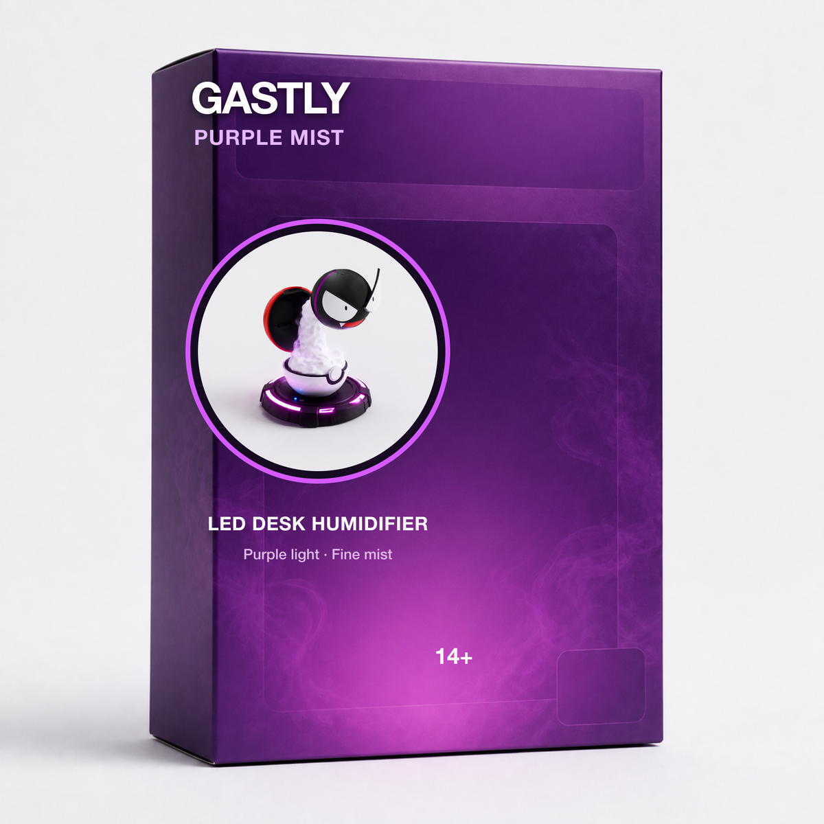 Gastly Purple Mist LED desk humidifier English retail packaging